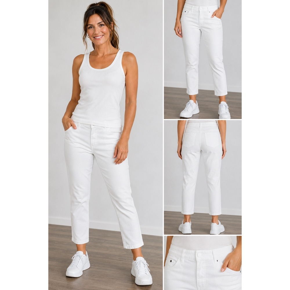 Westbound Park Avenue Fit White Pull On Pants Womens 16S Stretch Straight‎ Leg